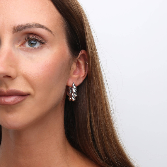 Srebrne kolczyki koła 925 kręcone grube na zatrzask