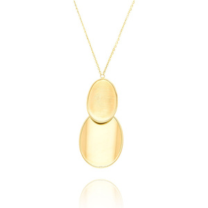 Złoty naszyjnik 585 dwa połączone owalne koła satyna 5 cm