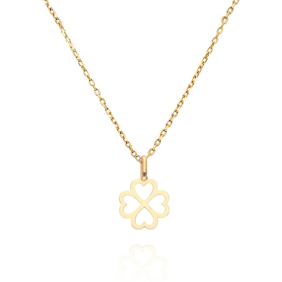 Złota zawieszka 585 ażurowa koniczynka