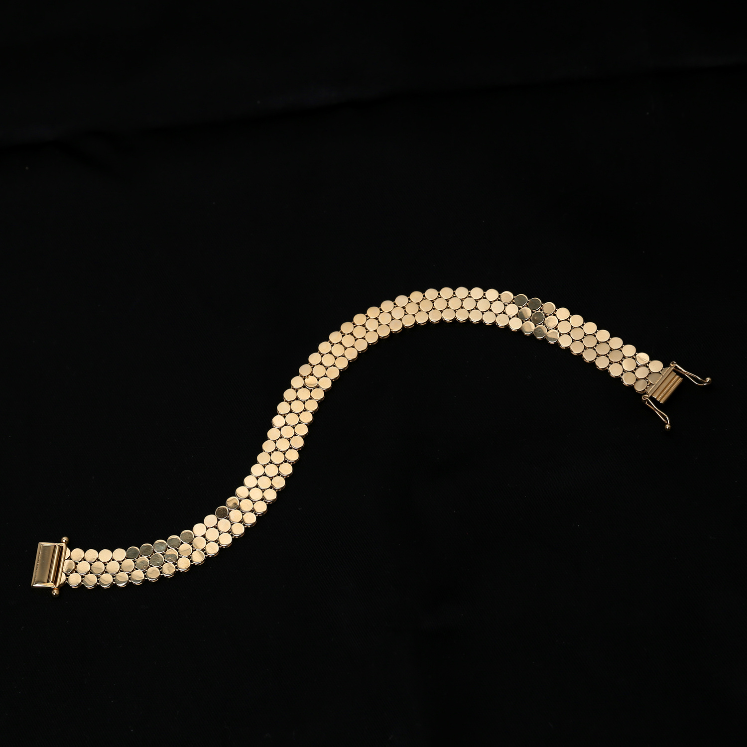 Złota bransoletka 585 kółeczka siatka żmijka szeroka 10 mm ruchoma 20 cm