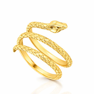 Złoty pierścionek żmija 585 potrójny wąż serpent snake diamentowany