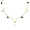 Złoty naszyjnik choker 585 gwiazdki i czarne cyrkonie 36-40 cm