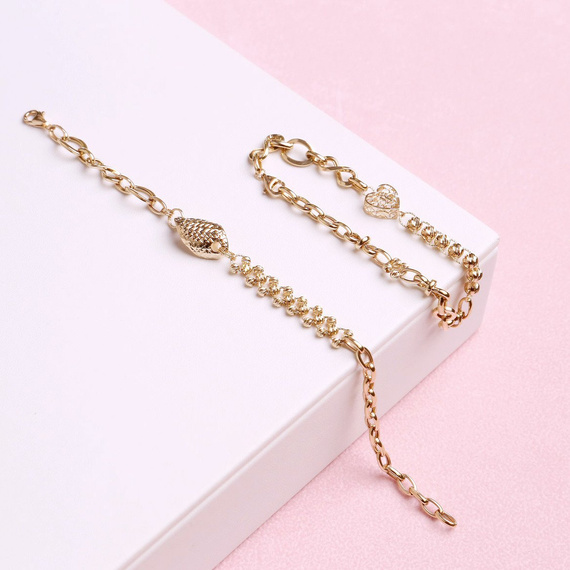 Złota bransoletka damska z kulkami fasetowanymi szeroka ankier 585 Dolce 18 cm