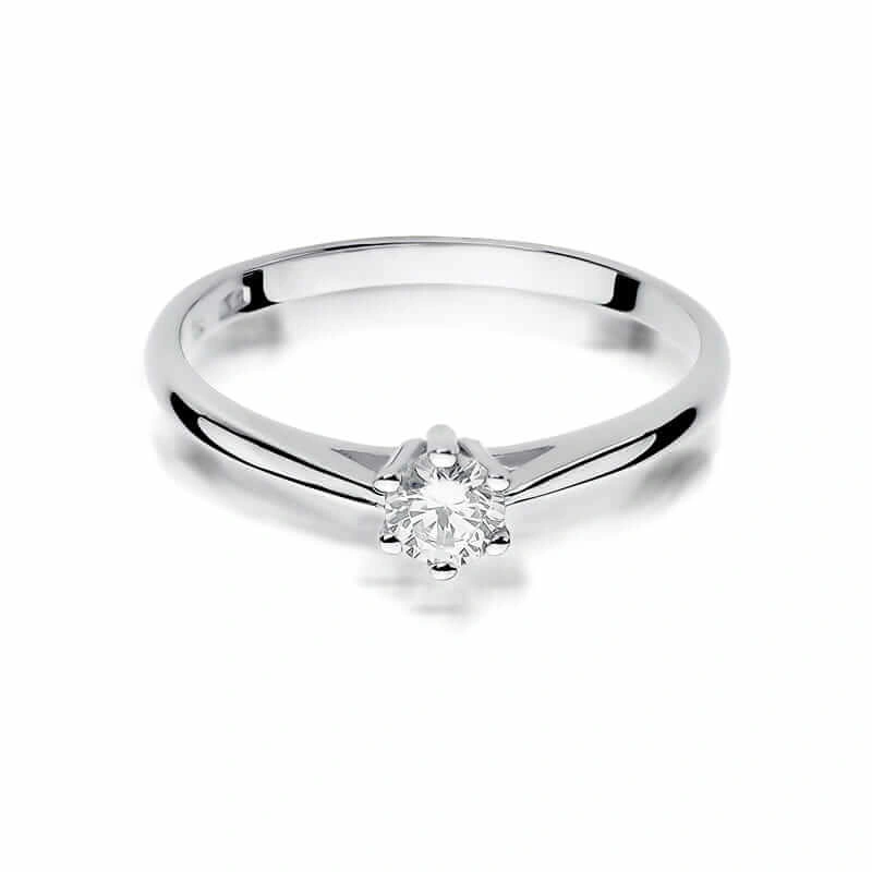 Złoty pierścionek zaręczynowy z diamentem 0,15 ct białe złoto
