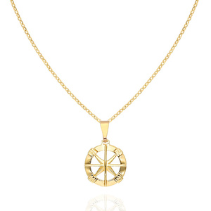 Złota zawieszka męska 585 ster kompas gwiazda kierunki świata i żółte złoto