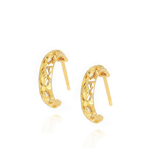 Złote kolczyki koła 585 małe półotwarte fasetowane diamentowane na sztyft