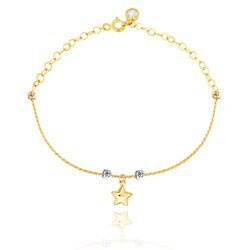 Bransoletka złota sztywna gwiazdka kuleczki 585