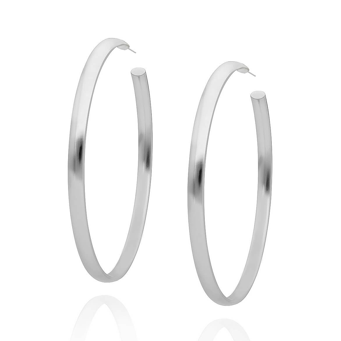 Srebrne kolczyki koła 925 duże gładkie na zatrzask 5,5 cm