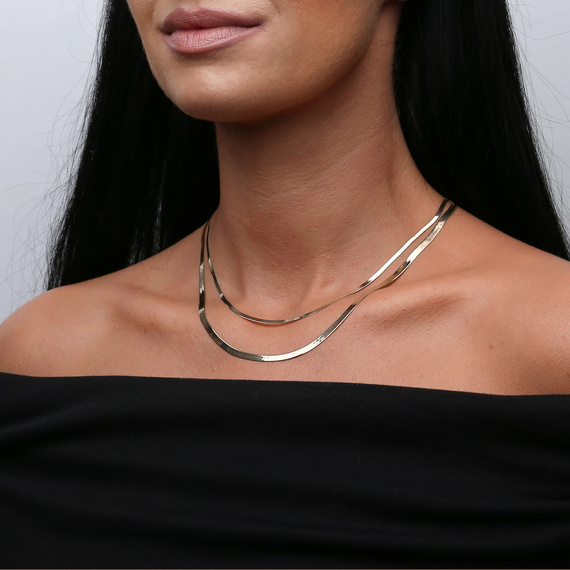 Naszyjnik złoty taśma wąska żmijka 585 gładka 2,5 mm długość 36-40 cm Choker