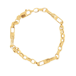 Złota bransoleta męska 585 gruby splot ankier wzór grecki 22 cm