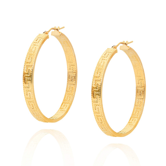 Kolczyki grube koła złote greckie 585 nacinane droga grecka na zatrzask 3,5 cm