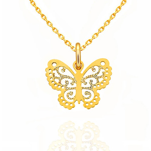Złota zawieszka motyl 585 motylek ażurowy diamentowany 1,6 cm