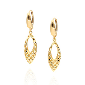 Złote kolczyki 585 ażurowe owalne diamentowane angielskie zapięcie