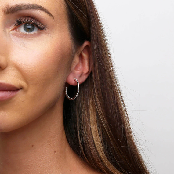 Srebrne kolczyki koła z cyrkoniami 925 kółka na sztyft 2,3 cm