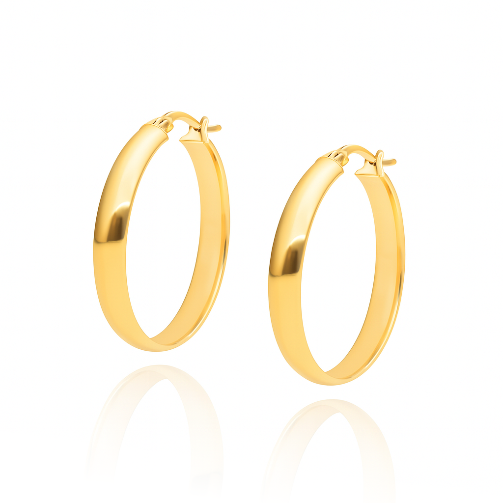 Złote kolczyki koła szerokie 585 gładkie na zatrzask 2,5 cm