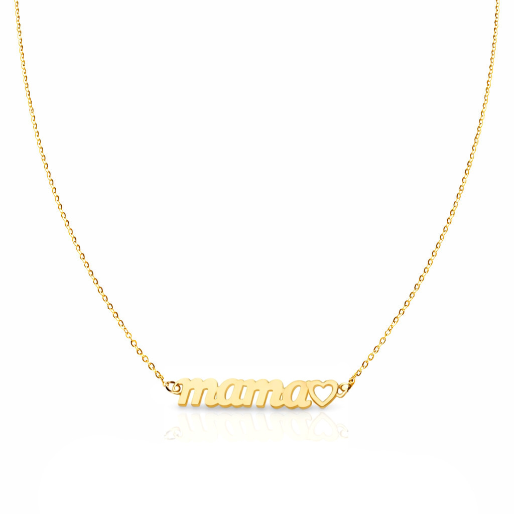 Złoty naszyjnik choker 585 mama z sercem dla mamy 38-40 cm