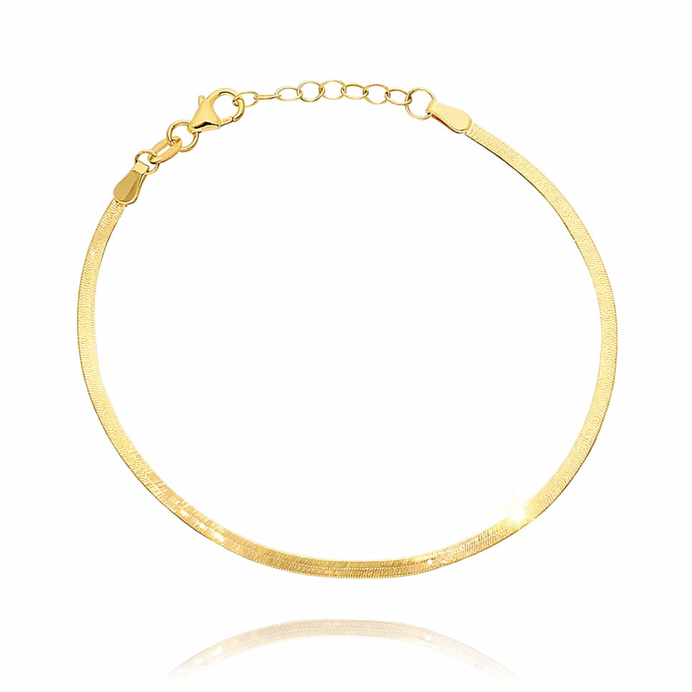 Bransoletka złota taśma 585 wąska żmijka gładka 2,5 mm długość 15 - 17 cm