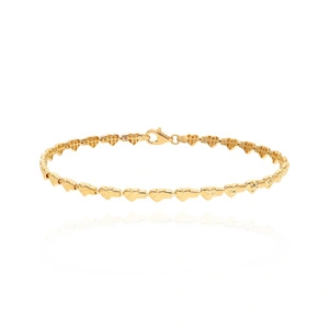 Złota bransoletka damska 585 półsztywne ogniwa serca 3,5 mm diamentowana 19 cm