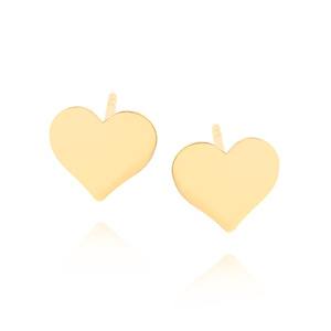 Złote kolczyki 585 gładkie serca na sztyft