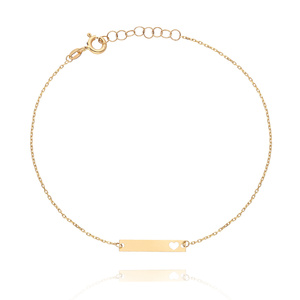 Bransoletka złota 585 celebrytka z zawieszką blaszka z sercem