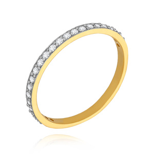 Złoty pierścionek 585 obrączka wysadzana cyrkoniami