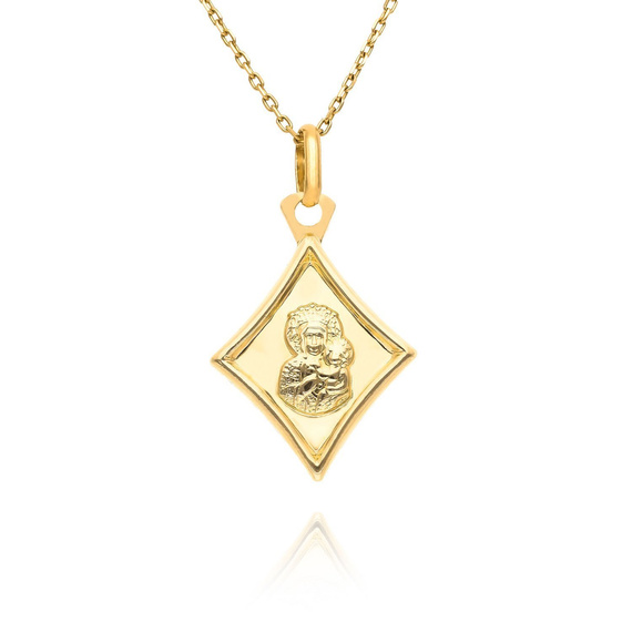 Złoty medalik 585 Matka Boska Częstochowska Jezus Komunia Chrzest