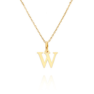 Złota zawieszka wisiorek 585 prosta mała literka W wysokość 1 cm