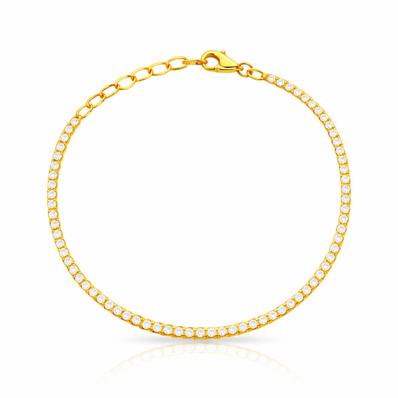 Złota bransoletka 585 tenisowa białe cyrkonie 16-18 cm