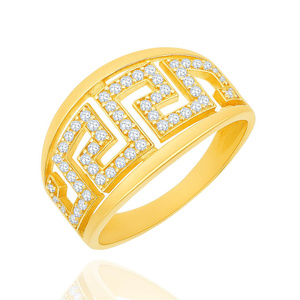 Złoty pierścionek 585 szeroki droga grecka cyrkonie