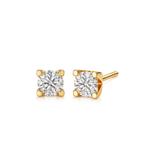 Złote kolczyki 585 z diamentami 0,23 ct na sztyft