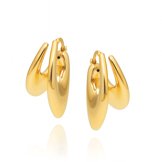 Złote kolczyki koła podwójne 585 duże gładkie na zatrzask