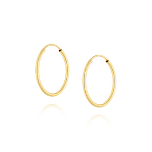 Kolczyki złote koła 585 gładkie średnica 1,6 cm grubość 1,2 mm