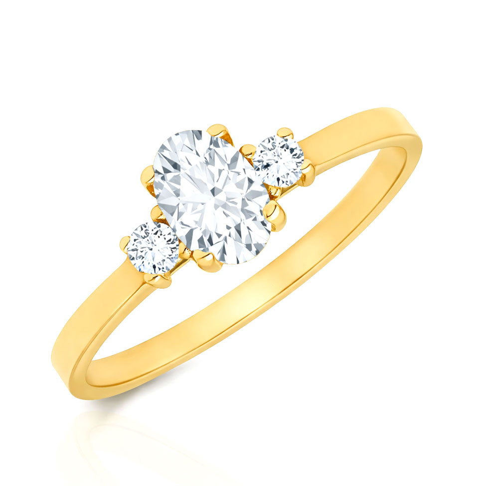 Złoty pierścionek owalna biała cyrkonia 585 białe cyrkonie