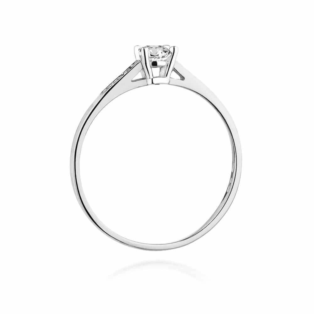 Złoty pierścionek zaręczynowy z diamentami 0,21 ct białe złoto