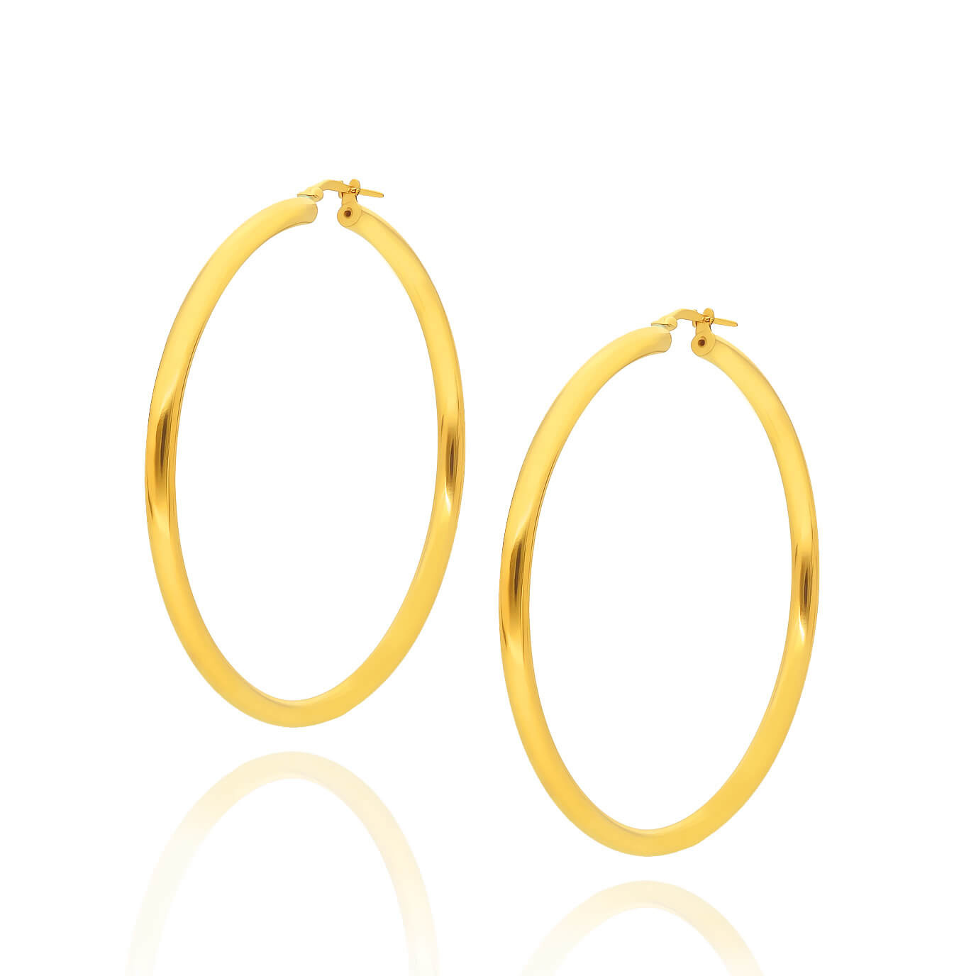 Pozłacane srebrne kolczyki duże koła gładkie 925 kółka na zatrzask 5,5 cm