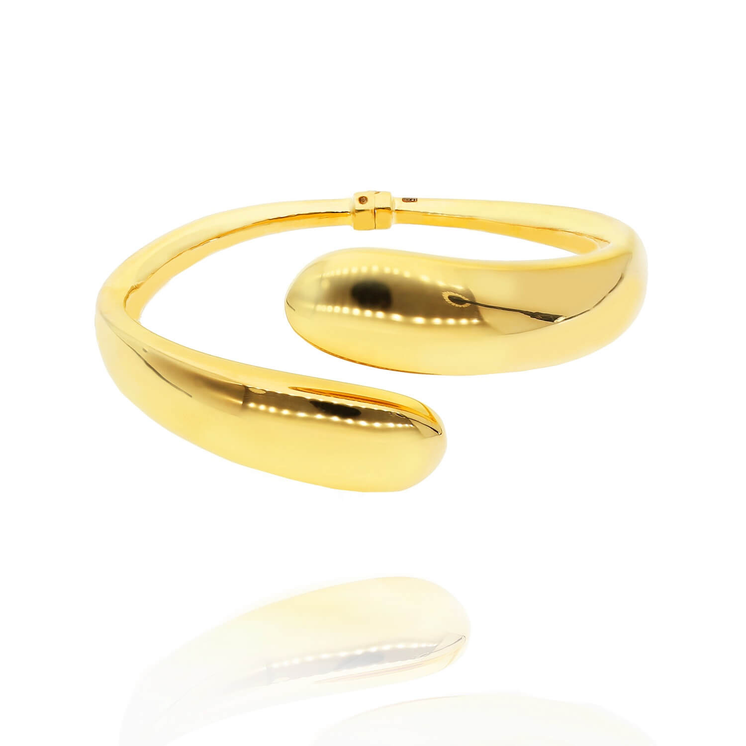 Srebrna pozłacana bransoletka łezki bangle 925 gładka sztywna