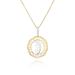 Zawieszka złota 585 medalik ażurowy Maryja Matka Boska 