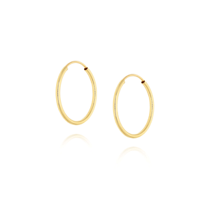 Kolczyki złote koła 585 gładkie średnica 1,3 cm grubość 1,2 mm