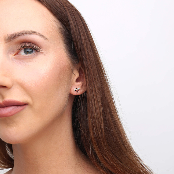 Złote kolczyki ważki 585 ważka cyrkonie na sztyft