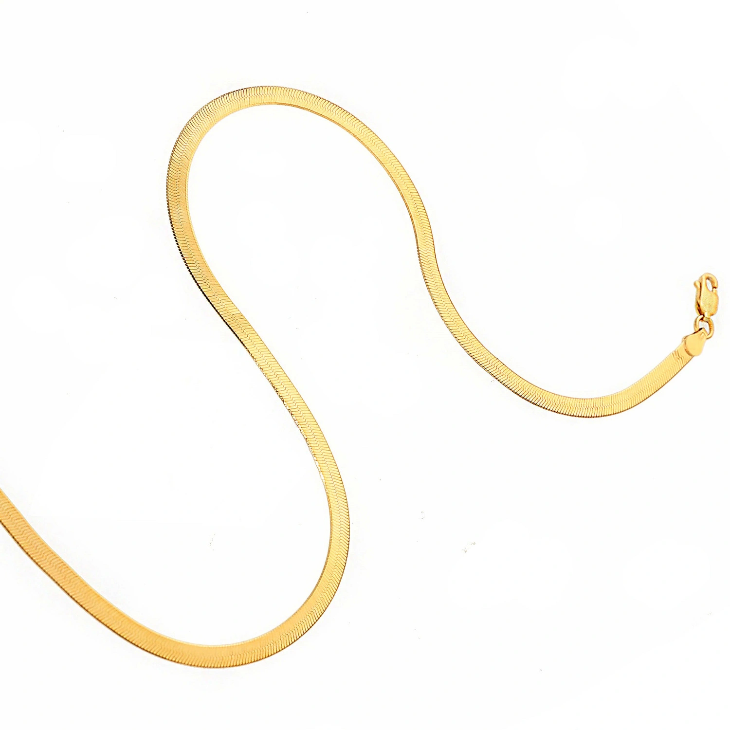 Naszyjnik srebrny pozłacany taśma żmijka 925 gładka 4 mm długość 36-40 cm