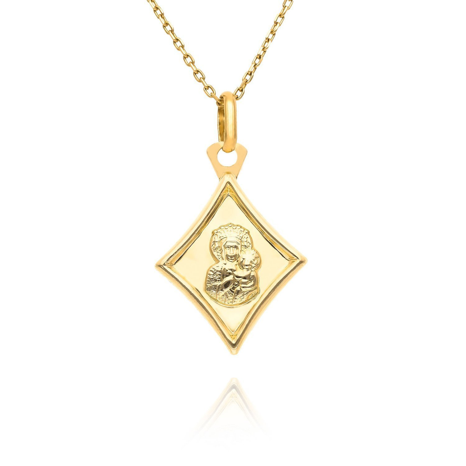 Złoty medalik 585 Matka Boska Częstochowska Jezus Komunia Chrzest