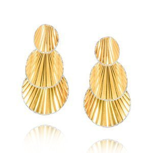 Złote kolczyki wiszące 585 kółka diamentowane na sztyft