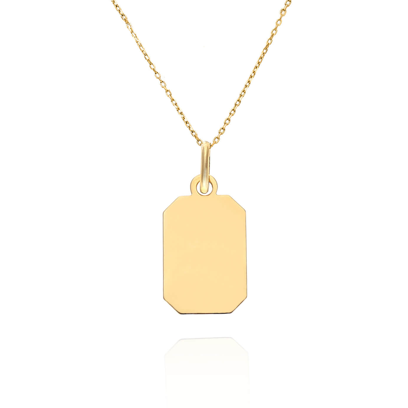 Złota zawieszka 585 blaszka gładka nieśmiertelnik grawer 2,2 cm