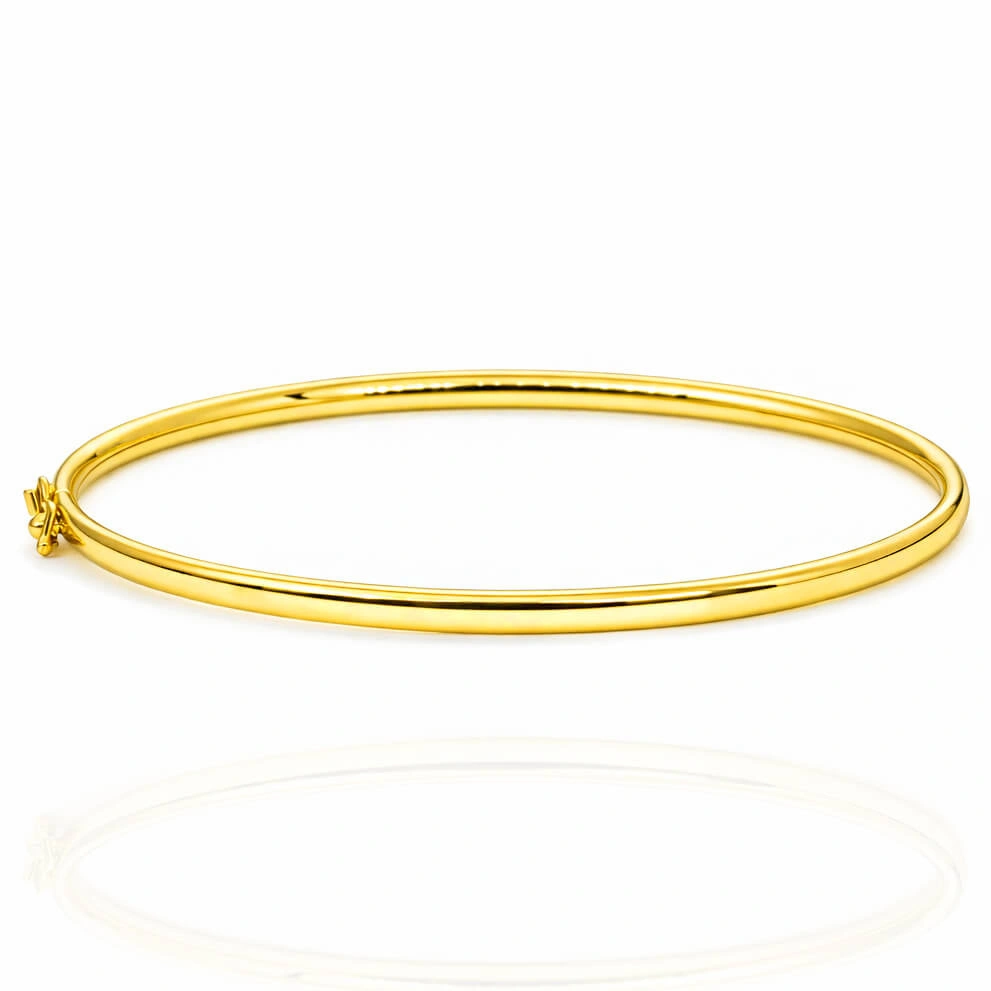 Złota bransoletka bangle 585 zaokrąglona sztywna gładka na zatrzask 2,6 mm