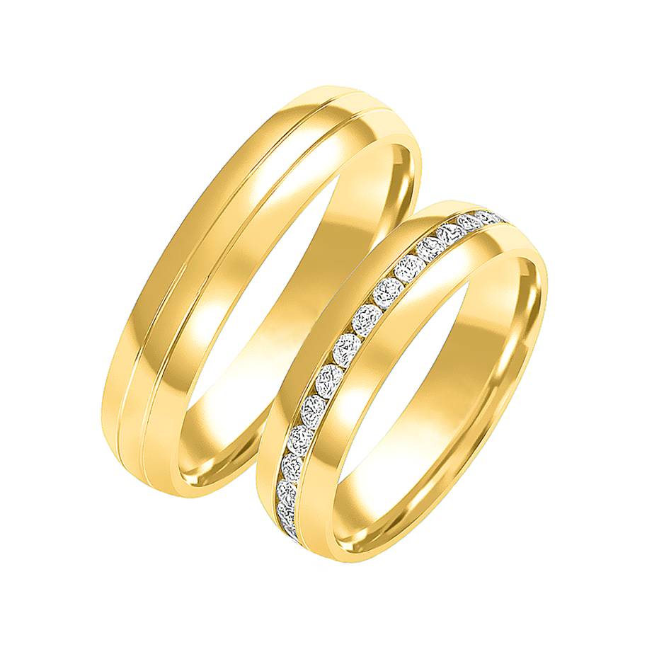 Obrączka ślubna męska: złoto 585, tłoczenie, półokrągła, 5,5 mm