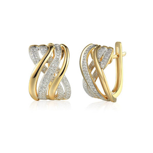 Złote kolczyki 585 wysadzane diamentami 0,29 ct