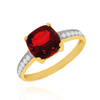 Złoty pierścionek z granatem 585 granat oktagon 2,495 ct diamenty 0,17 ct