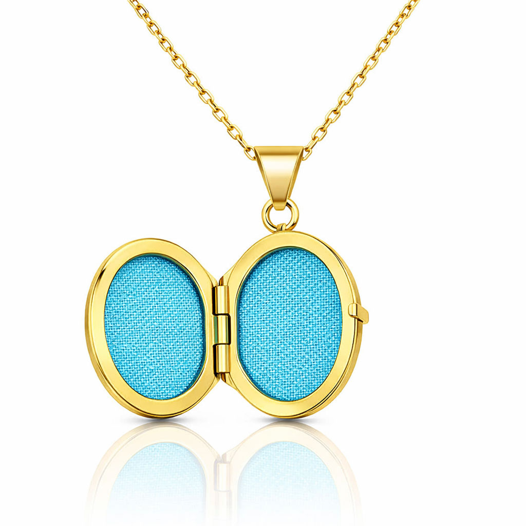 Złota zawieszka gładka puzderko 585 owalne sekretnik na fotografię Grawer