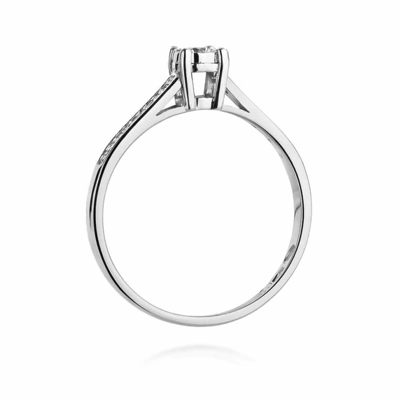 Złoty pierścionek zaręczynowy z diamentami 0,13 ct efekt iluzji białe złoto