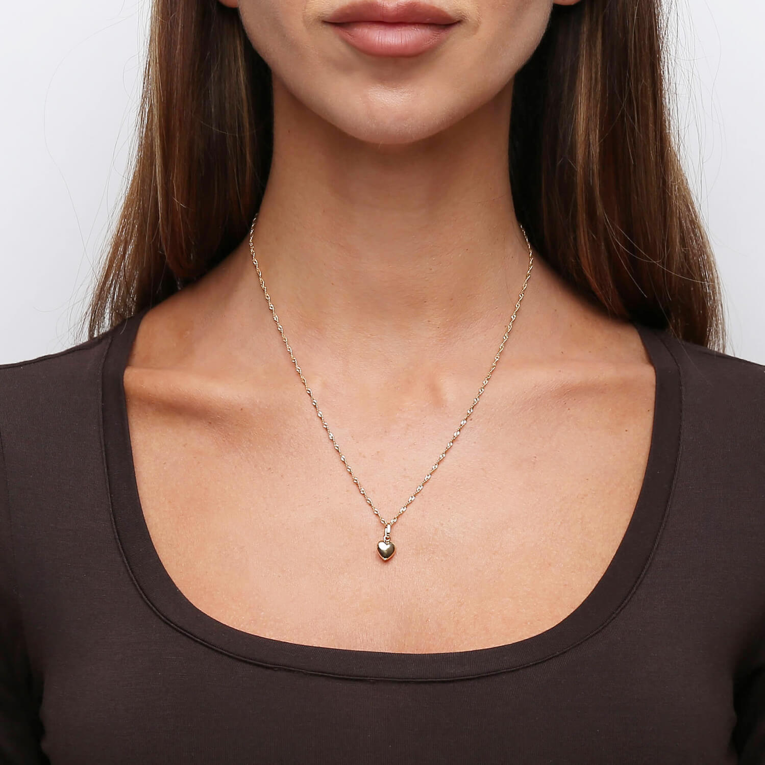 Złota zawieszka 585 małe serce dmuchane trójwymiarowe 3D 1,6 cm